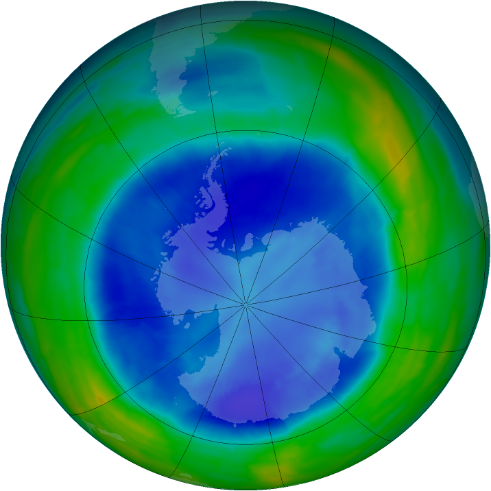 Antarctic ozone map for 05 September 2015